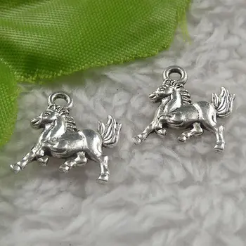 340 kusov antique silver horse charms 15x14x2.5mm #4391
