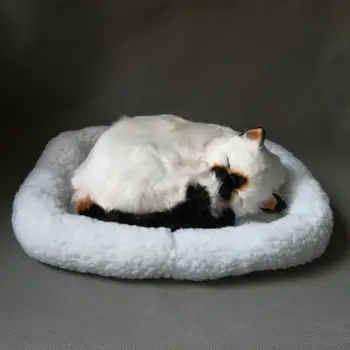 Realistický hračka spiacu mačku,26x20cm dýchanie mačka model,polyetylén&kožušín, hračky,prop.domáce dekorácie Vianoce darček w4122