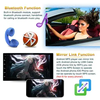 2 DIN 7 Inch QUAD-core Android 8.1 HD Kapacitný Displej Bluetooth Auto MP5 GPS Prehrávač Podpora pre AM / FM / AUX In / WIFI/ Mirrorlink
