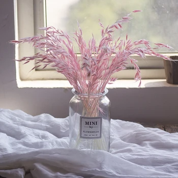 Ovsené vločky sušené kvety kytice nastaviť umenie kvetu ružové transparentné váza set home reštaurácia hotel Domáce dekorácie