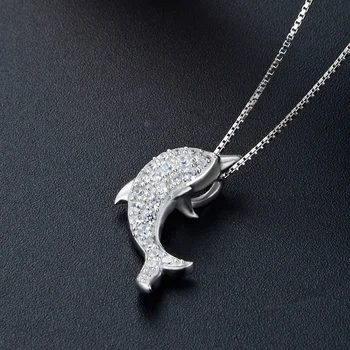 Diamond dolphin náhrdelník dámy príslušenstvo s925 mincový striebro náhrdelník zirkónia reťazca šperky