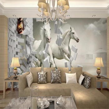 Beibehang Vlastné abstraktných de parede 3d foto tapety pre obývacej izby, spálne, tvorivé Bielom koni nástenná maľba na stenu papiere domova