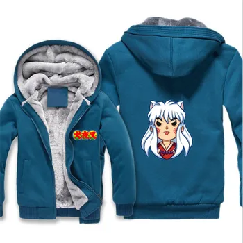 Anime Inuyasha bunda Mužov Zahustiť Kabát Módne Mikiny Pánske Bundy Zimné Teplé Fleece Kvalitné Mikiny