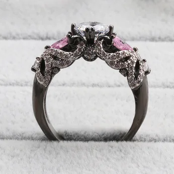 WYJZY Prehnané black gotický prúdu štýl krúžok pre wome osobnosti dámske svadobné zásnubný prsteň
