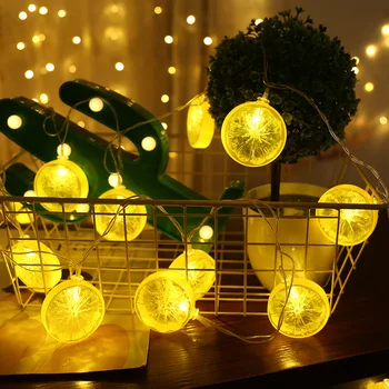 2019 Čerstvého Citróna Orange Svadobné String Víla Svetlo Vianočné LED Vlkovcový Led Reťazec Svetlo Strany Záhrada Garland na Okne
