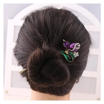 WXJCAN Etnických klasické hairsticks pre ženy, kolorovaná kresba Vlasy stick čipky krok vintage nevesta headdress smalt hairwear H1053