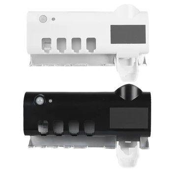 Protiprachová Kefka Skladovanie Držiteľa Solárne Solárne Nabíjanie pomocou pripojenia USB zubná pasta Dávkovač na Stenu Stojan pre Skladovanie Kúpeľňa