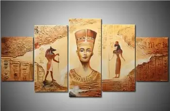 5 Kus Steny Výzdoba Obraz Afriky Púštnej Krajiny, olejomaľba Moderné Abstraktné Egypte Pyramídy Plátno Umenie (bez Rámiku)