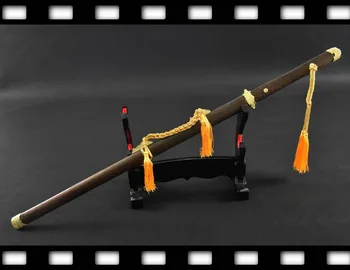 AUTENTICKÉ Čínskom Tang Štýl Dvojité hrany Ostré Bojové Nôž Hruška Dreva Saya Full Tang Kungfu/WuShu Meč