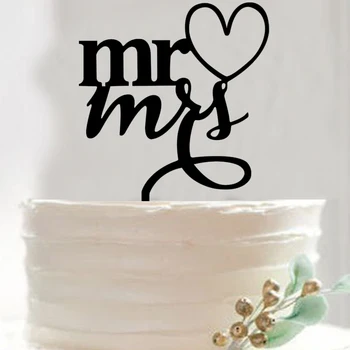 100ks/veľa Tvorivých MR&MRS so srdcom design svadobná torta je vložená karta Svadobnú Tortu Vňaťou Strany Cake Dekorácie