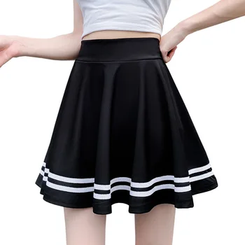 Skladaná sukňa nové dámske jednofarebné A-line sukne s vysokým pásom krátke sukne kórejský štýl mini sukne pre ženy