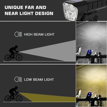 USB Bicykli Svetlá 6400mAh ako Power Bank Požičovňa Ľahké Nepremokavé MTB Cyklistické Svetlometu Vstavané NCR18650 S Voliteľným Zadné Svetlo