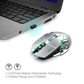 ZL 2.4 GHz wireless gaming mouse vstavaná nabíjateľná batéria 2400DPI Ergonomická Myš USB 7 farieb svetlo dýchania