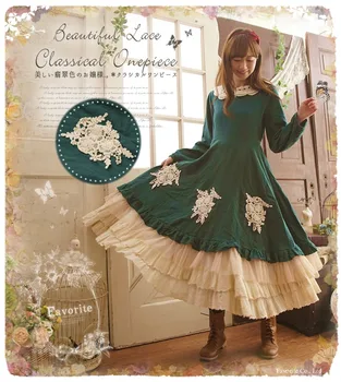 Japonský sladké lolita šaty o-krku vintage čipky dlho viktoriánskej šaty kawaii dievča gothic lolita op princezná loli cosplay
