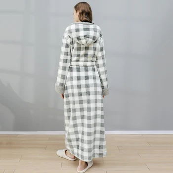Okwish Ženy Zimné Hrubé Teplé Flanelové Kimono Župan Long-sleeve Nightgown Vaňa Šaty Sleepwear Odev Domáce Oblečenie