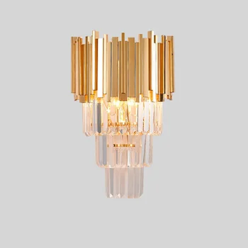 2018 Nový dizajn, luxus, krištáľové lampy lesk zlata nášivka nástenné svietidlo moderného domova LED nástenné svietidlo výška 80 cm