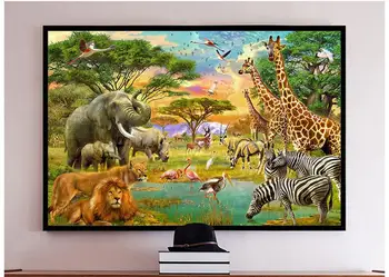 Vlastné 3d fotografie tapety 3d nástenné maľby, tapety Žirafa rhino roztomilý zvierat sveta lev živočíšneho oleja maľovanie steny domova