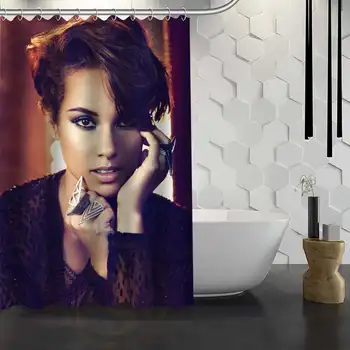 Vlastné Alicia Keys Sprchový Záves Nepremokavé tkaniny Tkaniny, Vaňa Opony pre Kúpeľňa WJY1.17