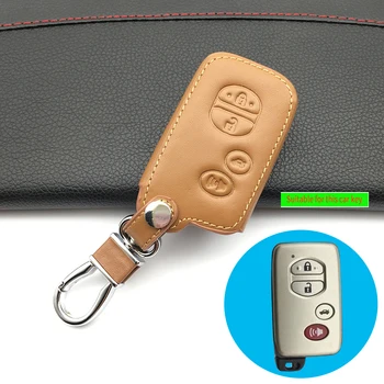 Kožené kľúča vozidla prípade Toyota Camry kožené auto diaľkové ovládanie auta prívesok na krytie 4 tlačidlo smart key prachu zberateľ Kľúč