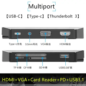 Typ-c do HDMI / VGA Prevodník s Thunderbolt 3 RJ45 ROZBOČOVAČA Čítačka Kariet PD USB Pre HP SPECTRE X360 X2 ZÁVISŤ 13/15/17 ZNAMENIE Notebooky Prípade