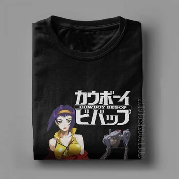 Pánske Faye Kovboj v tomto článku Tričko Priestor Anime Spike Japonského Manga Jet Faye Bavlna Topy O Krk Camisetas Tee Tričko Letné T-Shirts