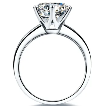 Nádherné 4Ct Okrúhly Rez Zásnubný Prsteň pre Ženy, Skutočné 925 Sterling Silver Ring Diamantové Šperky