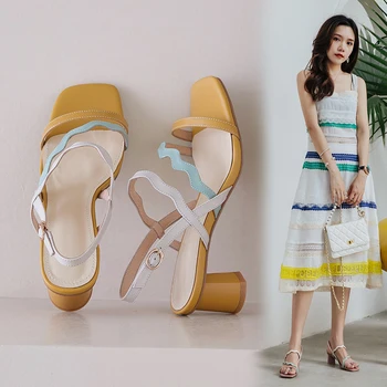 2020 lete wild fairy style color matching sandále otvorené prst pás s pätou módne jemný vietor vysokým podpätkom sandále žena Z761