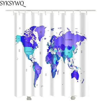 Mapa Sveta Sprchový Záves Nový Príchod Lacné, Veľkoobchod Drop Shipping Nepremokavé Tkaniny Tkaniny, Polyester Rusko Kúpeľňa Opony