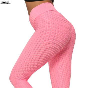 MINANSER Športové nohavice pre ženy, žakárové Vysoký pás pevne jóga nohavice fitness push up cvičenie legíny telocvični oblečenie Športové XL