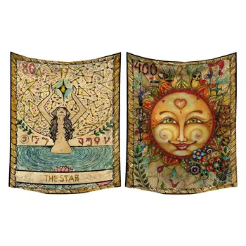 Tarot Gobelín Mandala Tarot Karty Vzor Deka Gobelín Indickej Hippie Mandala Slnka a Mesiaca Tlač Stene Visí Domova