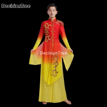 2021 starovekej čínskej kostým mužov tradičnej čínskej tanečné oblečenie pre mužov, dlhý rukáv hanfu saténové šaty, šaty, kostýmy
