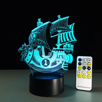 Cartoon Zvierat Loď Loď 3D LED USB Lampy, Akryl Novinka Vianočné Osvetlenie Darček RGB Dotykové Diaľkové ovládanie Nočné Svetlo Dieťa Hračku
