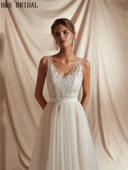 H&S SVADOBNÉ Pláži Svadobné Šaty riadok jednoduché nevesta svadobné šaty vestidos de novia svadobné šaty hosť