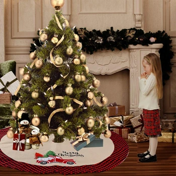 106 cm Vianočný Stromček Sukne Bielizeň Santa Claus Auto Ornament Rohože Kryt Vianoce D08F