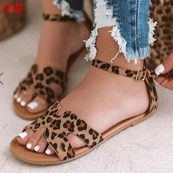 2020 Žien Nové Veľké Veľkosti Leopard Tlač Sandále dámske Ploché Snakeskin Ležérne Topánky sandalias mujer 2018 platformu sandále