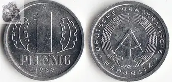 Nemecko Demokratická Republika 1 Finney 1989 Mince Európe Nový, Originálny Mince Unc Pamätné Vydanie Reálne Zriedkavé Eú Náhodné Rok