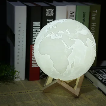Nabíjateľné 3D Tlač Zemi Svetlo Stmievateľné Stôl Dekor Lampa Dotykový Spínač, Spálne, Knižnice Usb LED Nočné Svetlo Kreatívny Darček