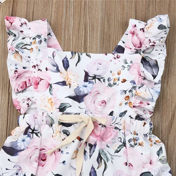 2020 Baby girl roztomilý Letné oblečenie Kvety Tlače Romper prehrabať Jumpsuit Oblek pre Dieťa oblečenie batoľa Deti novorodenca
