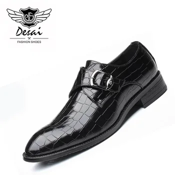 DESAI, Luxusné Značky Kožené Módne Mužov, Business Šaty Mokasíny Pointy Čierne Topánky Oxford Priedušná Formálne Svadobné Topánky
