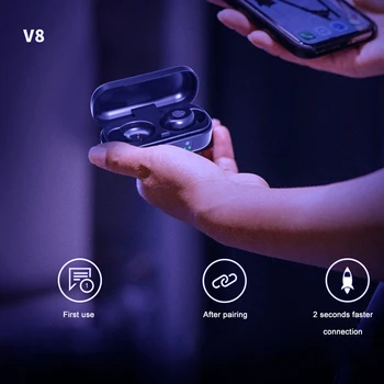 V8 Bezdrôtové Slúchadlá Bluetooth Slúchadlá Tws Slúchadlá Touch Ovládania Slúchadlá Slúchadlá Led Digitálny Displej