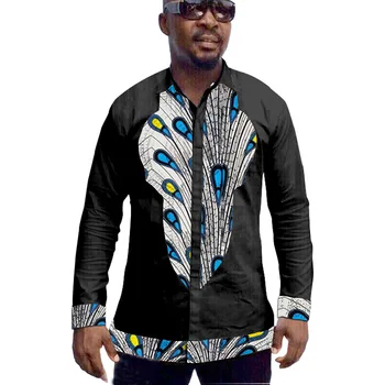 Africké pánske košele čierne Africké oblečenie patchwork tričko svadobné oblečenie muž dashiki oblečenie na mieru