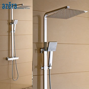 Azeta Kúpeľňa Chrome Prevedenie na Stenu Námestie Termostatické Sprchové Batérie So Sprchovacím kútom Nastaviť AT1865T