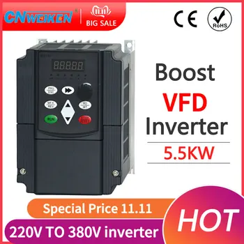 VFD AC 220V na 380V 7.5/11KW 10hp Frekvenčného meniča CNC Jednotka, Invertor a Konvertor pre 3 Fázový Motor Ovládanie Rýchlosti