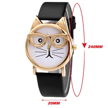 Módne Krásna Mačka Vzor Modelovanie náramkové hodinky Quartz Kožený Remienok Ciferník Žien Quartz Hodinky Darček Dámy Šaty Hodiny Reloj