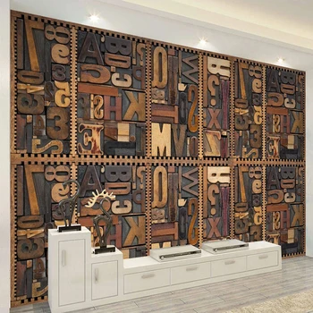 Drevorezbárstvo anglickej Abecedy 3D TV joj, Nástenné Maľby Obývacej Miestnosti študovňa samolepiace Nálepky na Stenu nástenná maľba Tapety