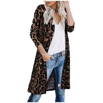 2020 Jeseň zima cardigan štyri sezóny novej dámskej módy bežné leopard tlač tlač pletený kabát dlhým rukávom dámske oblečenie