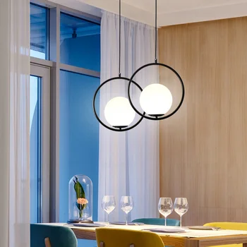 Nordic Jednoduché Krúžil sklenenú Guľu Prívesok Svetlá LED E27 Loft Moderné Závesné Svietidlo pre Salón Jedáleň, Spálňa Bar, Reštaurácia