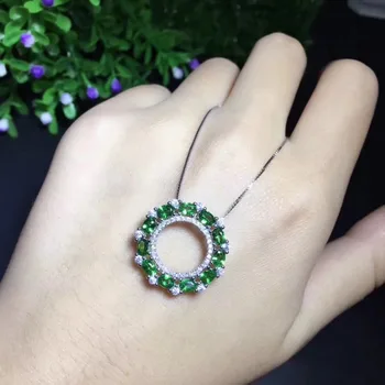 Vernosť prírodné tsavorite prívesky s925 mincový striebro módne ušľachtilý jemné šperky pre ženy strany prírodný zelený drahokam