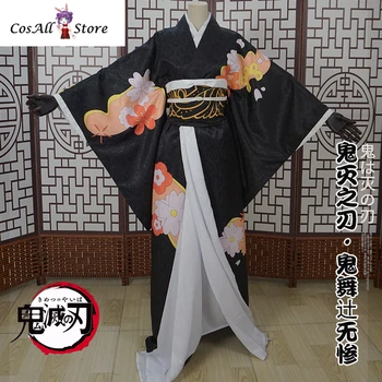 Démon Vrah Anime Cosplay Kibutsuji Muzan Cosplay Kostým kríž šaty kimono Halloween kostýmy