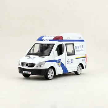 1:32 Rozsahu Sprinter Ambulancie Policajné Autíčko Diecast Toy Model Vytiahnuť Späť Zvuk, Svetla, Dvere Openable Vzdelávacie Kolekcie Darček